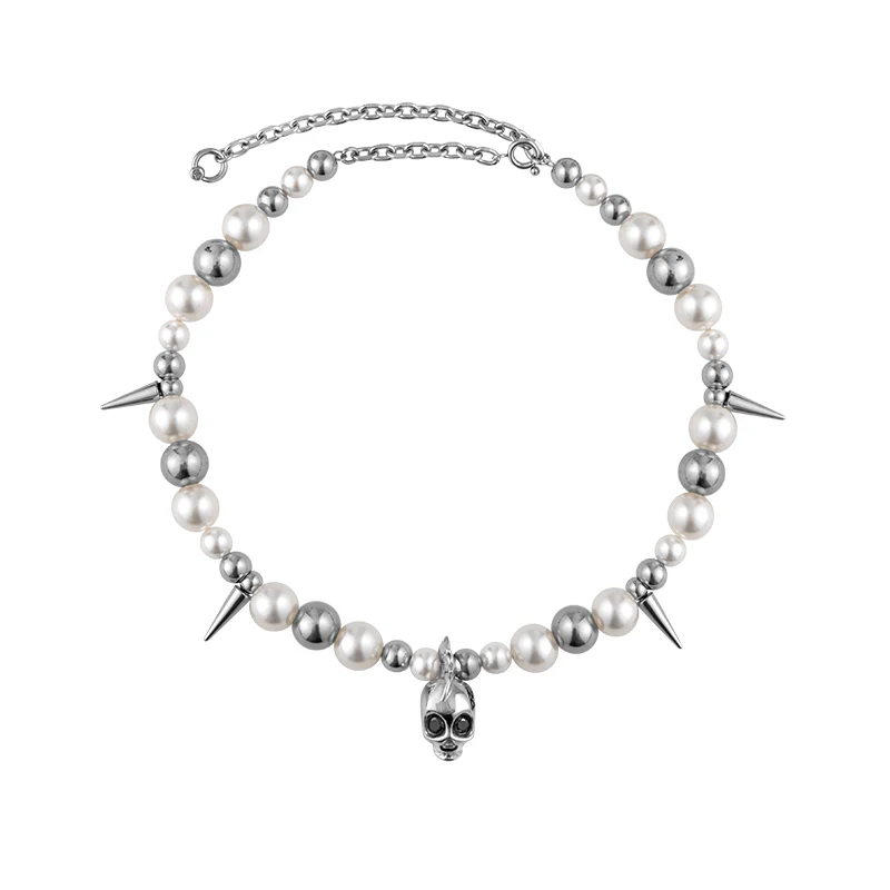 Beaded Siren Skull Necklace - Image 3