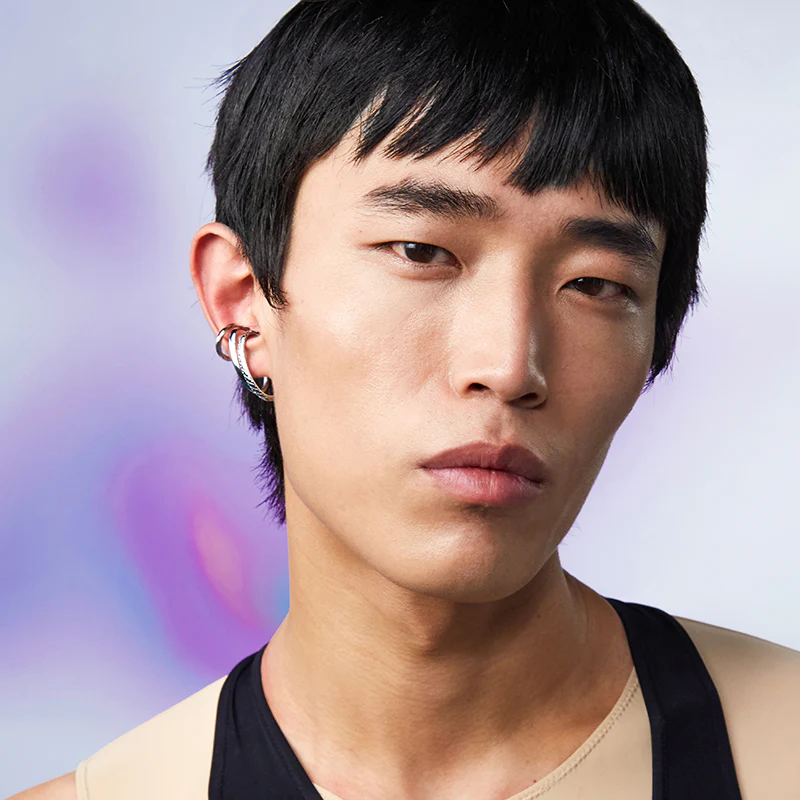 Neon Jungle Snake Pattern Drop Charm Piercing-Free Cuff Earring - Image 4